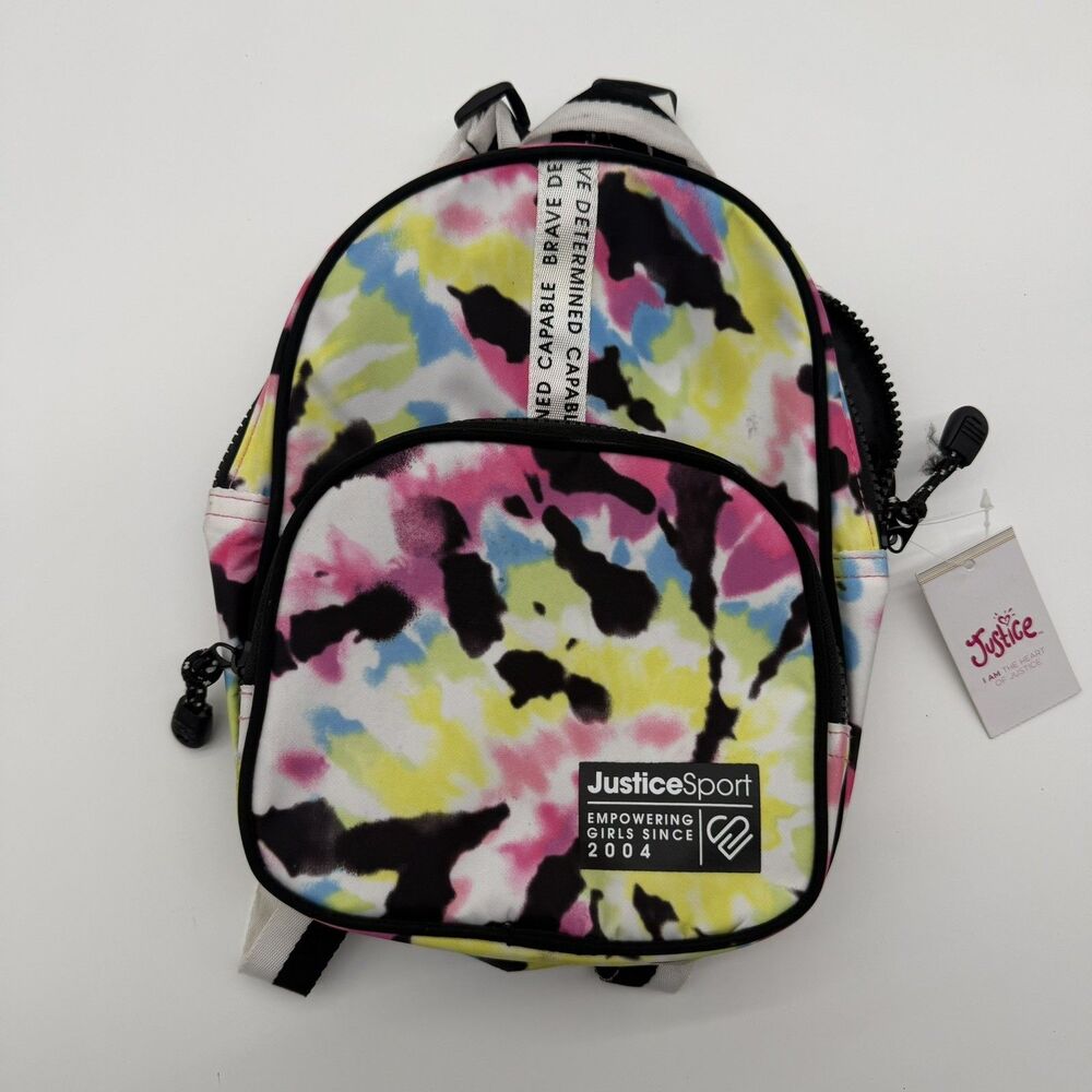 Justice Sports Tie-Dye Mini Backpack Youth Girls Purse Bookbag Purse Kids Pink